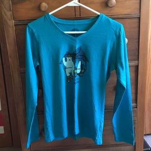 Blue long sleeved t-shirt